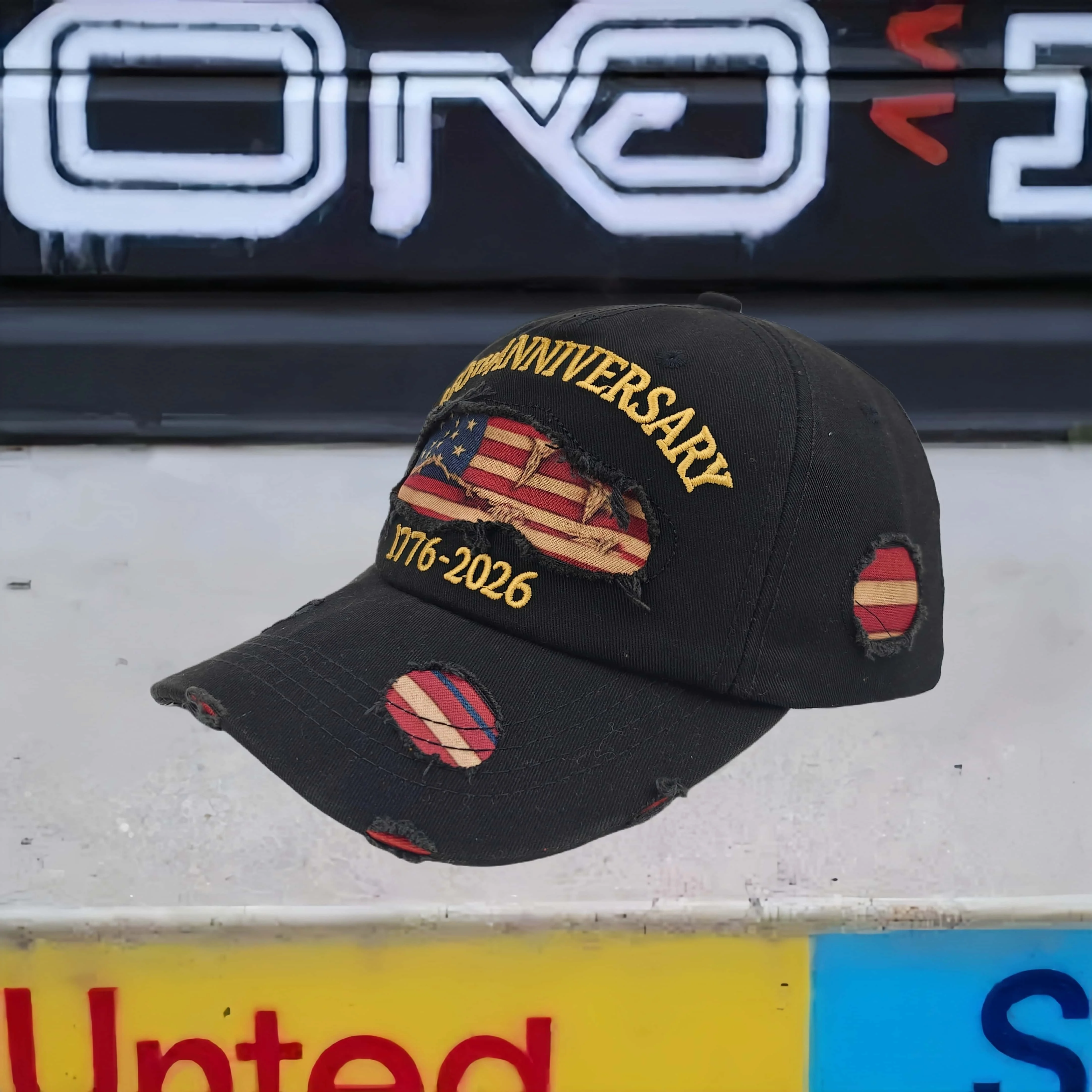 USA 250th Anniversary Commemorative Baseball Cap, Unisex Vintage Washed Cotton Snapback with  Sun Protection Adjustable Strap