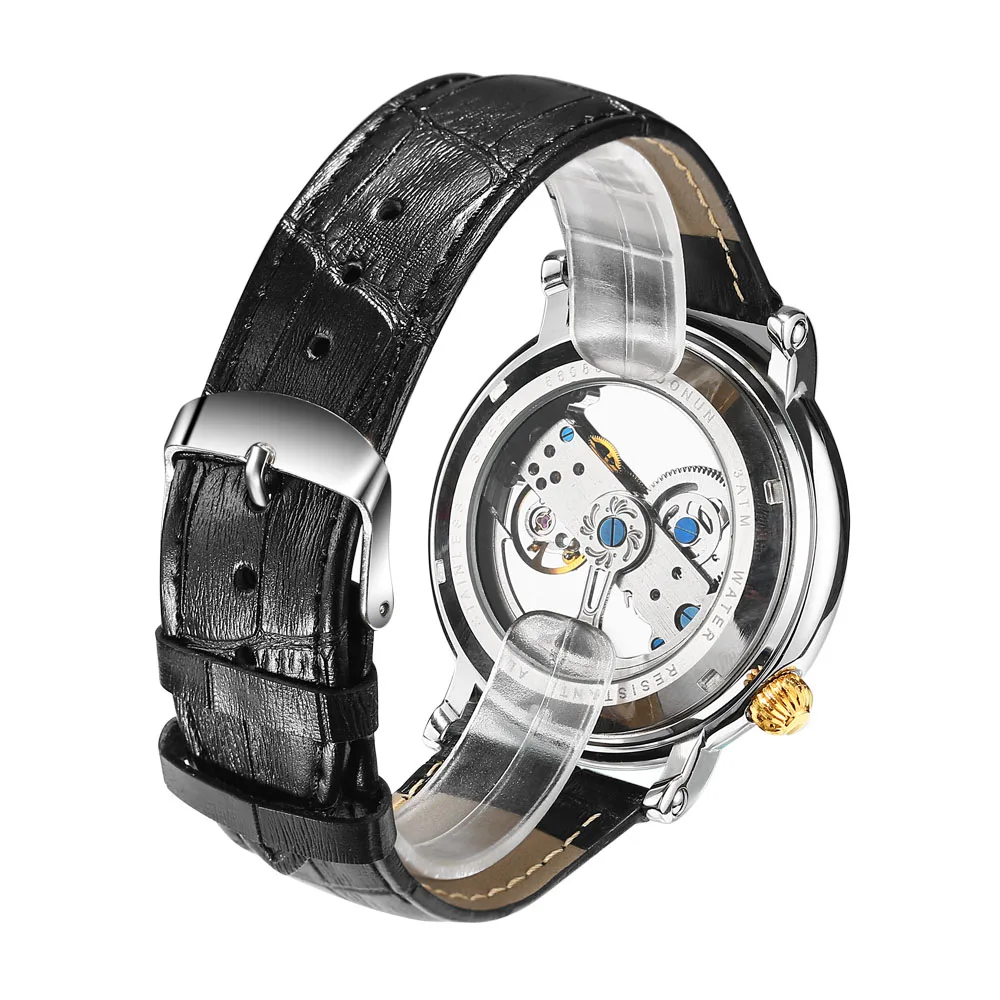 Unique Single Bridge Transparent Watch Men Luminous Hands Automatic Mechanical Wristwatches Men Tourbillon Watches Reloj Hombre