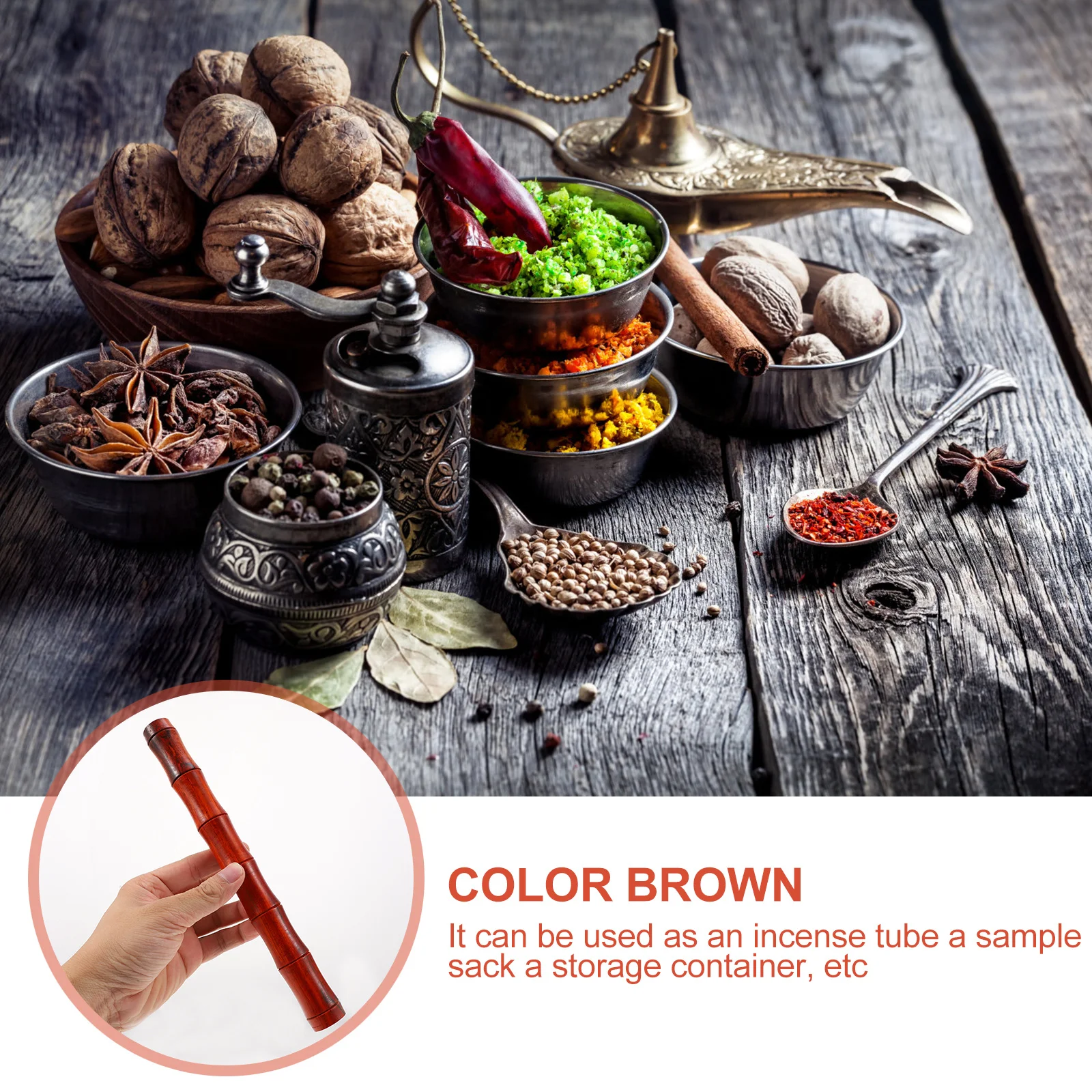 

1pc Long Incense Storage Tube Wooden Stick Holder For Home Decor Travel Camping Office Natural Wood Aroma Container