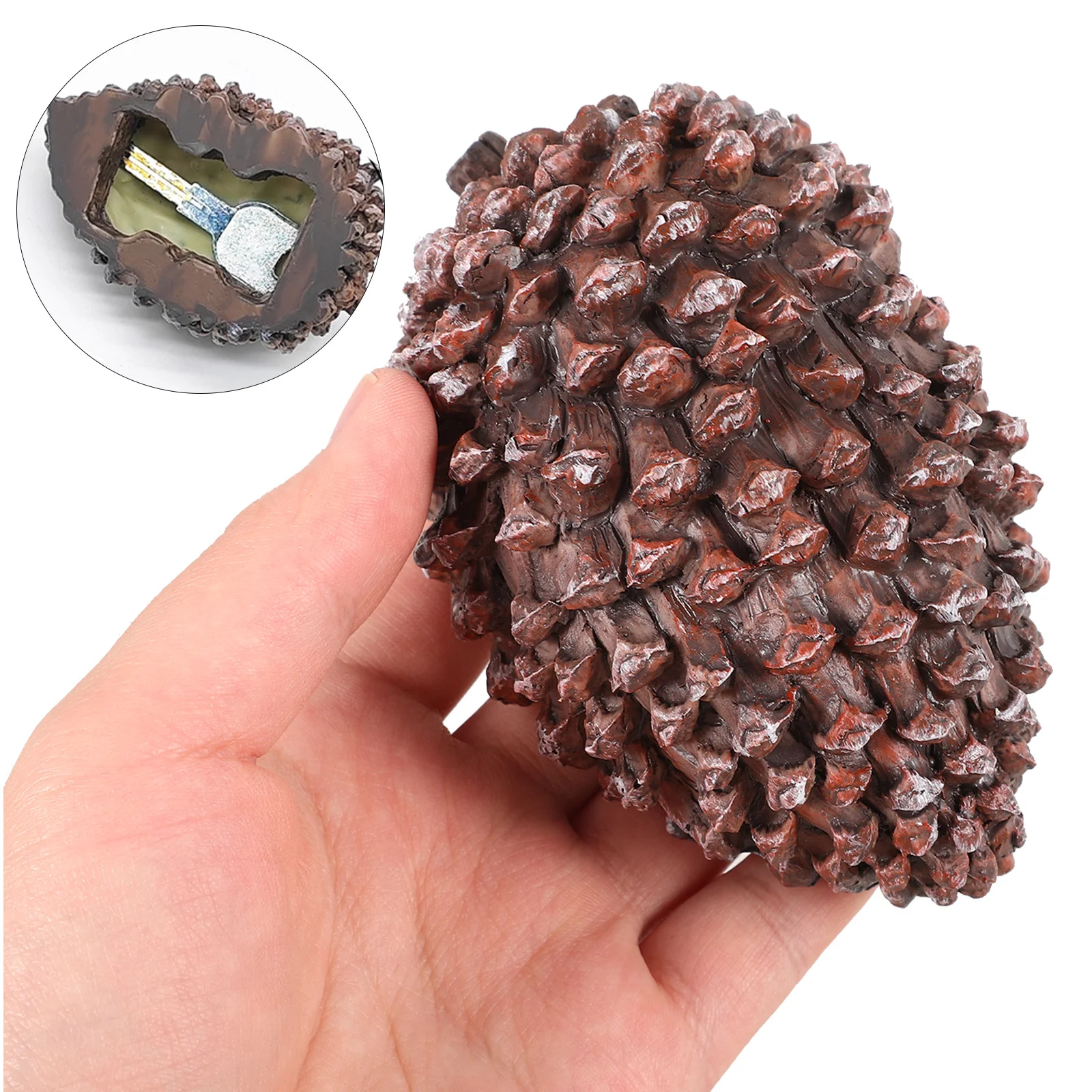 Hidden Outdoor Key Holder Pine Cone Shape Resin Storage Box for Spare Keys Safe Garden Yard Decorative Key Hider Container