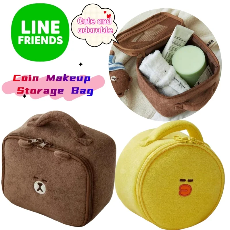

Line friends Brown Sally High Color Value Cartoon Large Capacity Zipper Bag Cute Change Mobile Phone Outgoing Storage Bag Gift