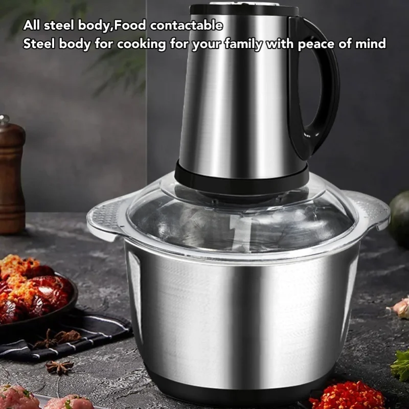5L 500W Electric Meat Grinder Multifunctional Food Processor With Stainless Steel Blades For Veggies Fruits Nuts US Plug 110V