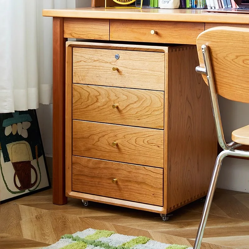 #Solid Wood File  Storage Four Bucket Cabinet Under Desk With Lock Drawer Cabinet Study