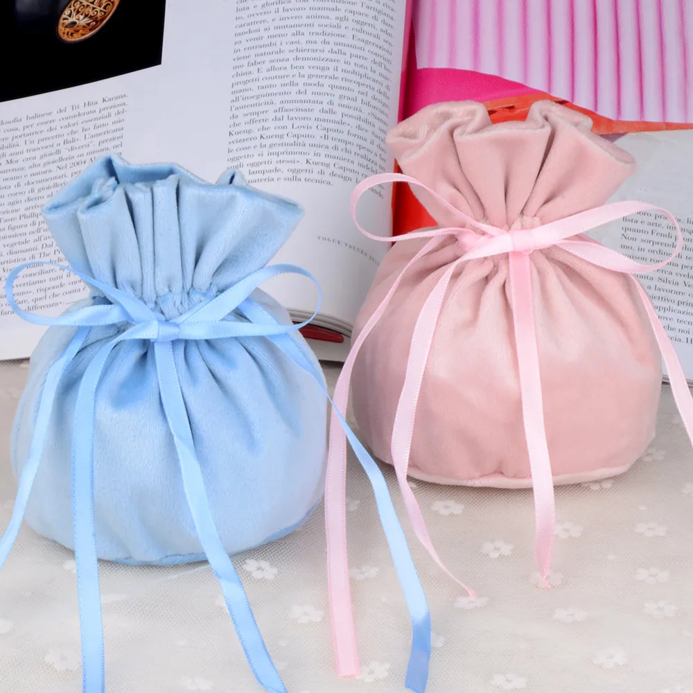 5pcs 10x13.5cm Luxury Soft Velvet Gift Bags Wedding Decoration Party Present Jewelry Packaging Bags with Drawable Bow Ribbon