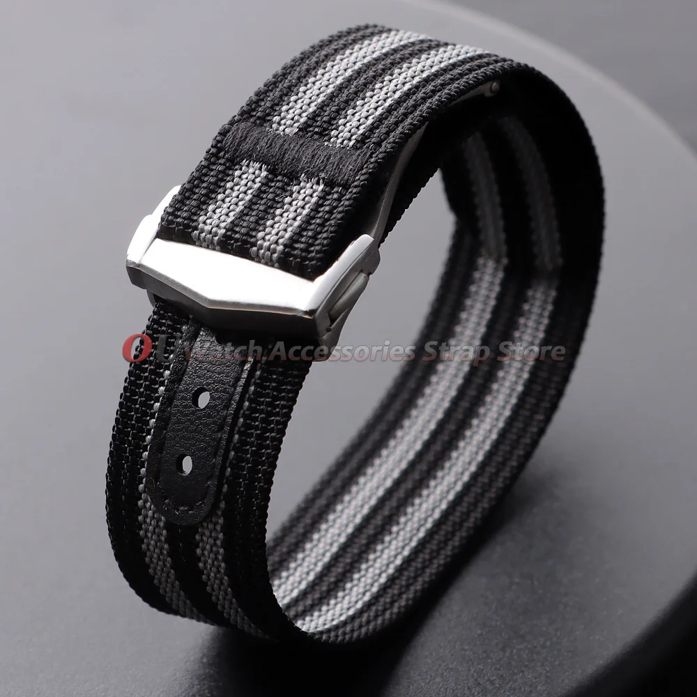 20mm 22mm Premium Ribbed Nylon Watch Band Canvas Strap for Omega for Swatch Men Sport Soft Deployant Clasp for Seiko Bracelets