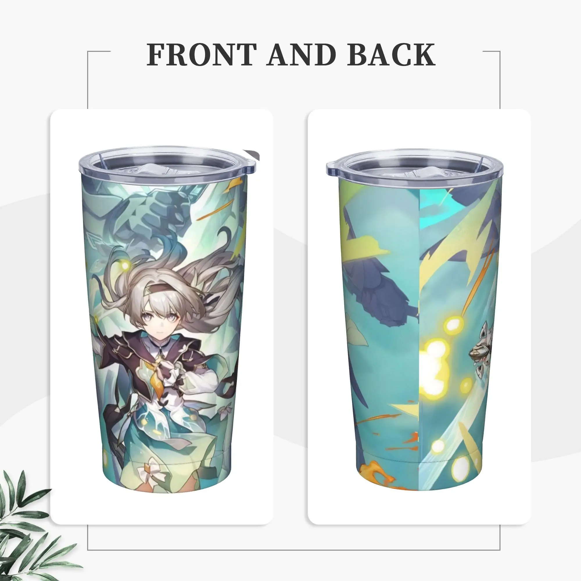 Firefly Insulated Tumbler with Straws Honkai Anime Stainless Steel Coffee Mugs Double Wall Water Bottle Cups, 20oz