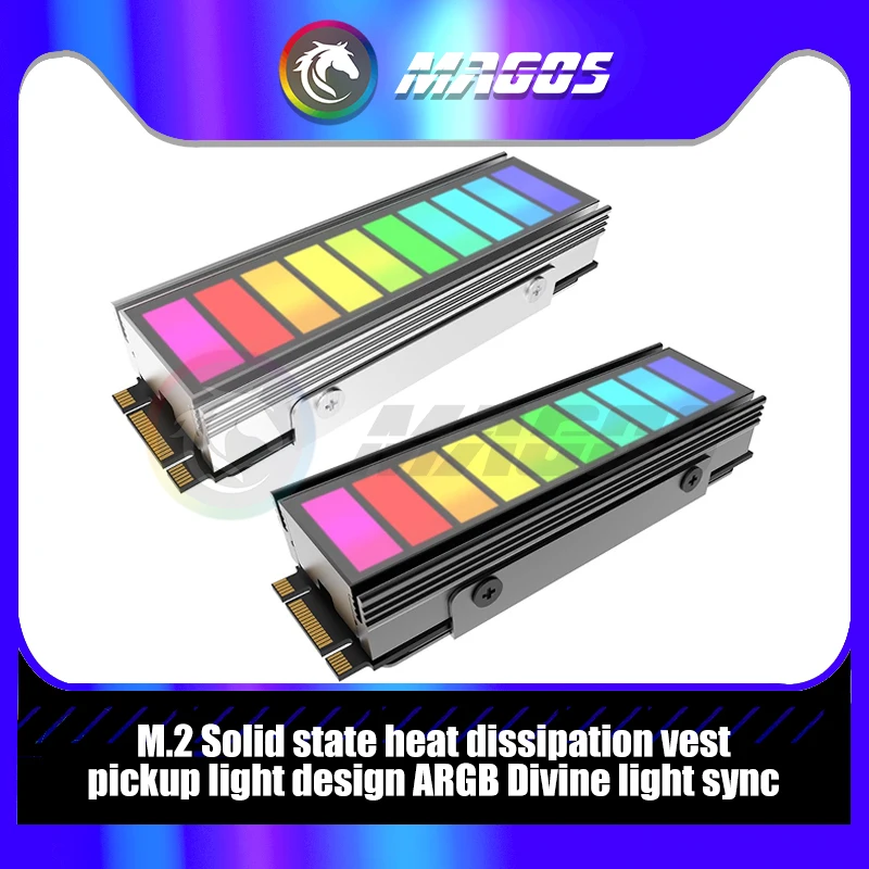 M.2 SSD Cooler 5V ARGB Infinity Lens, 2280 Solid State Heatsink Vest Pickup Light Design, Support Mobo AURA ASYNC