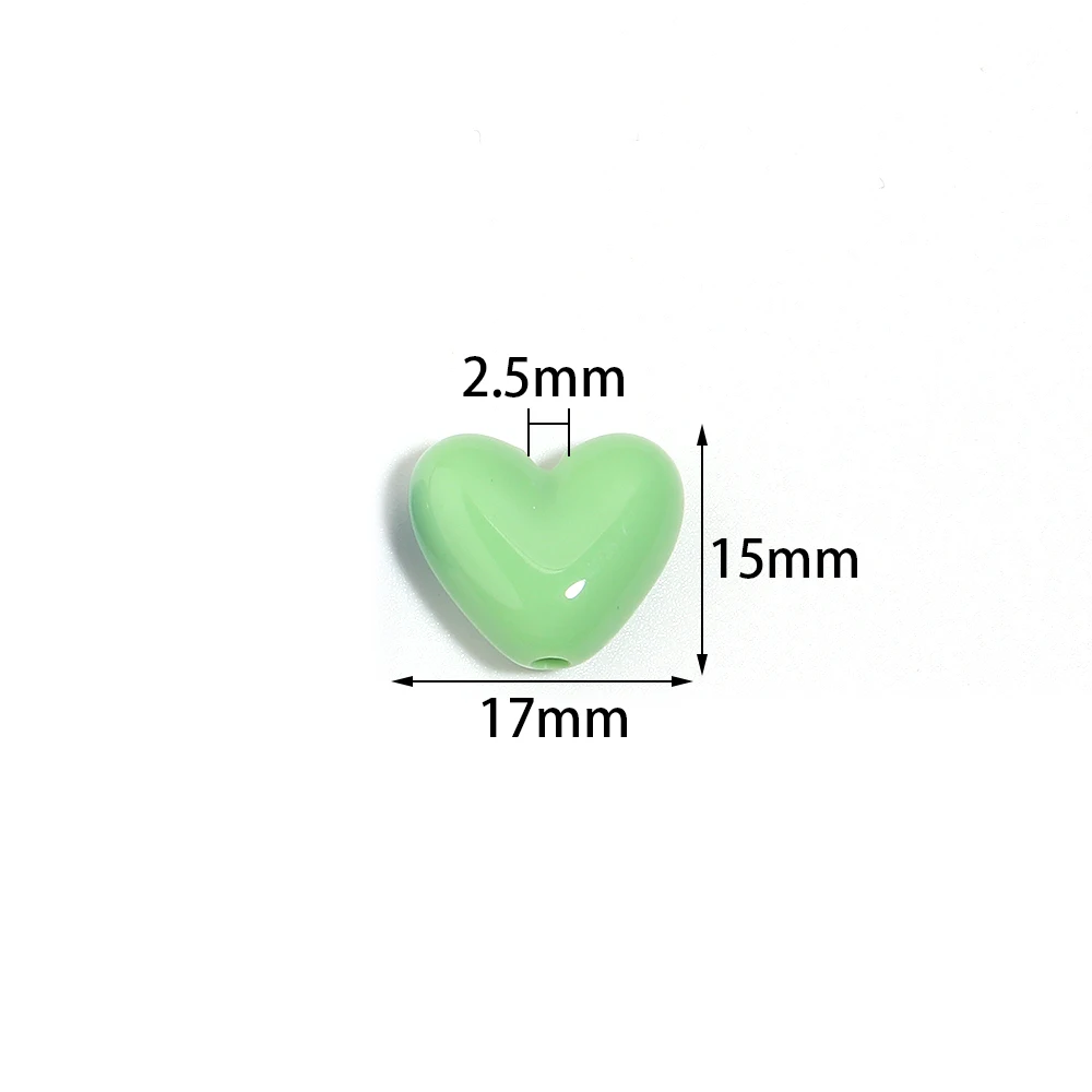 50pcs/lot Big Heart Acrylic Beads Solid Color Loose Spacer Beads For Jewelry Making DIY Charms Phone Chains Bracelet Accessories
