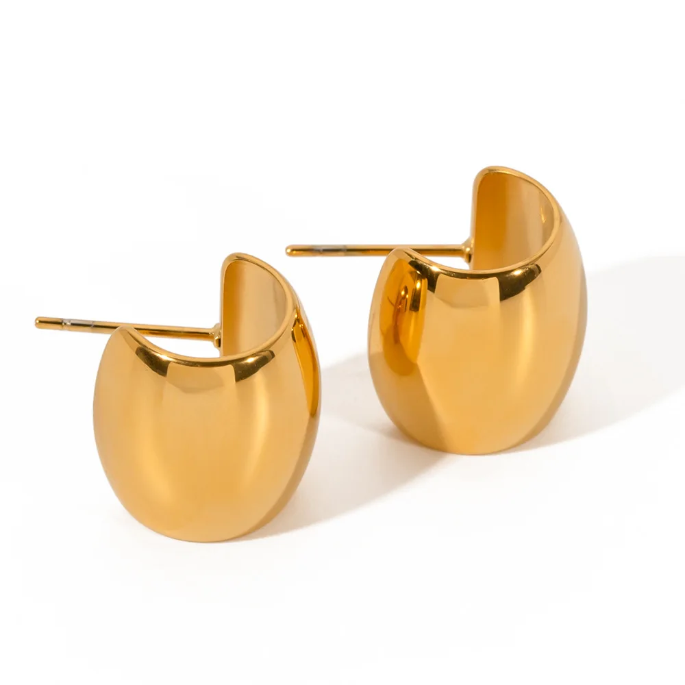 

Stainless Steel PVD 18K Gold Plated Tarnish Tube Shape Hoop Earrings For Woman Jewelry Wholesale Summer Trendy