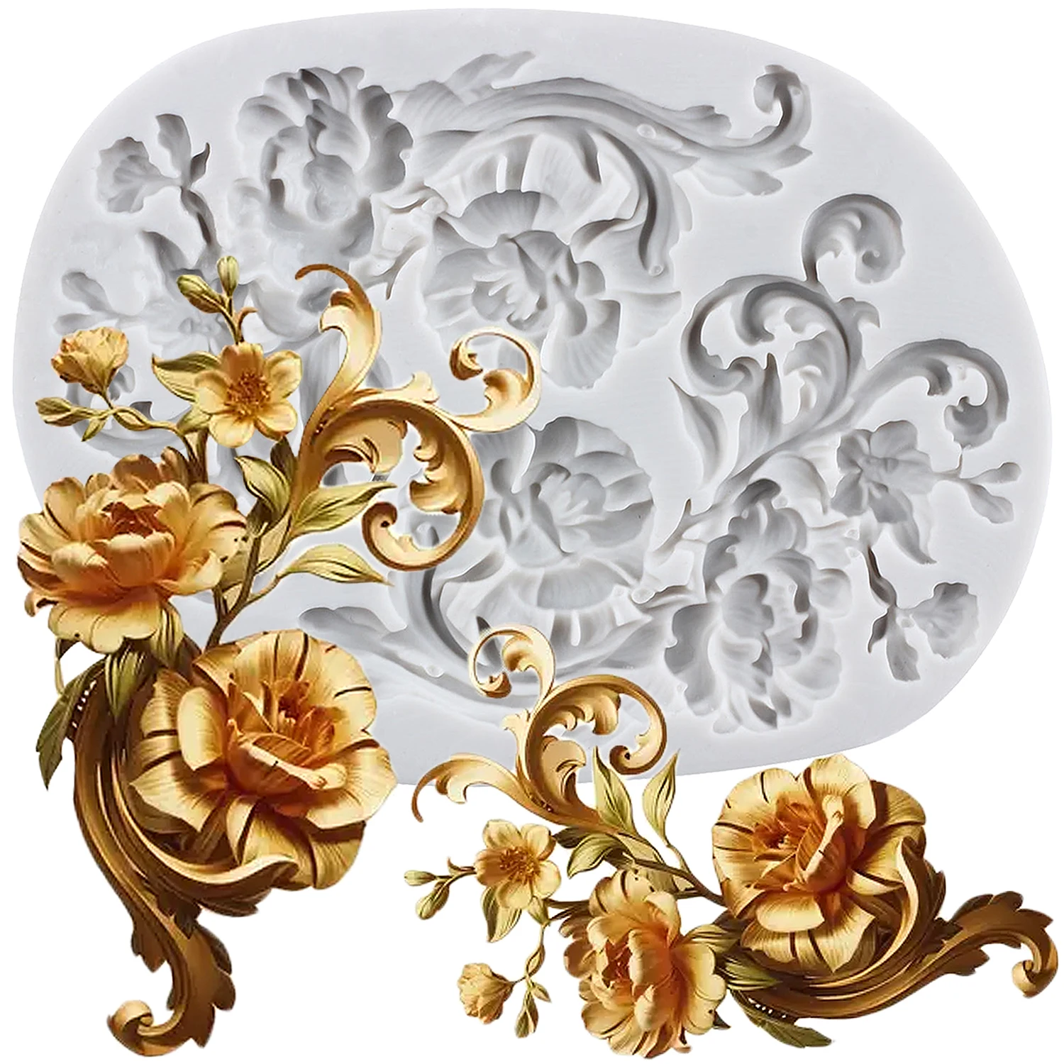 

Baroque Silicone Molds Scroll Border Lace Fondant Cake Decorating Tools Cupcake Topper Candy Sugar Craft Gum Paste Polymer Clay