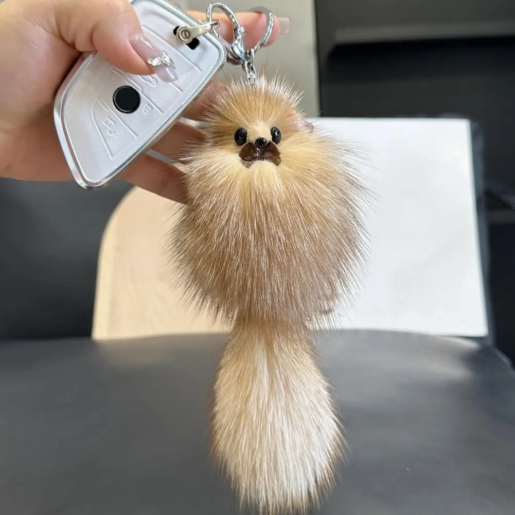 Keychain Backpack Charm Plush Fox Keychain Pendant Soft Stuffed Doll Charm Portable Key Holder Backpack Bag for Everyday