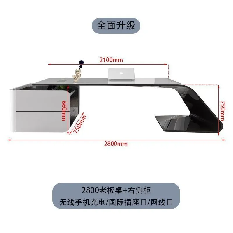 Painted boss table, large class table, simple and modern president and manager, white desk, light luxury