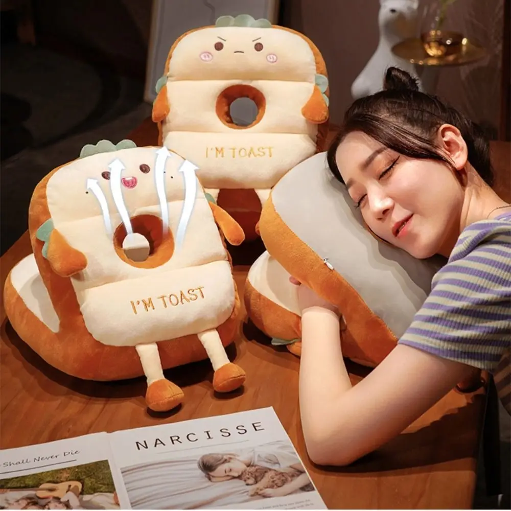 

Double-sided Hand Warmer Pillow Plush&Ice Silk Super Soft Goose Office Nap Pillow Hand Hold Stuffed Toast Pillow Stuffed Toy