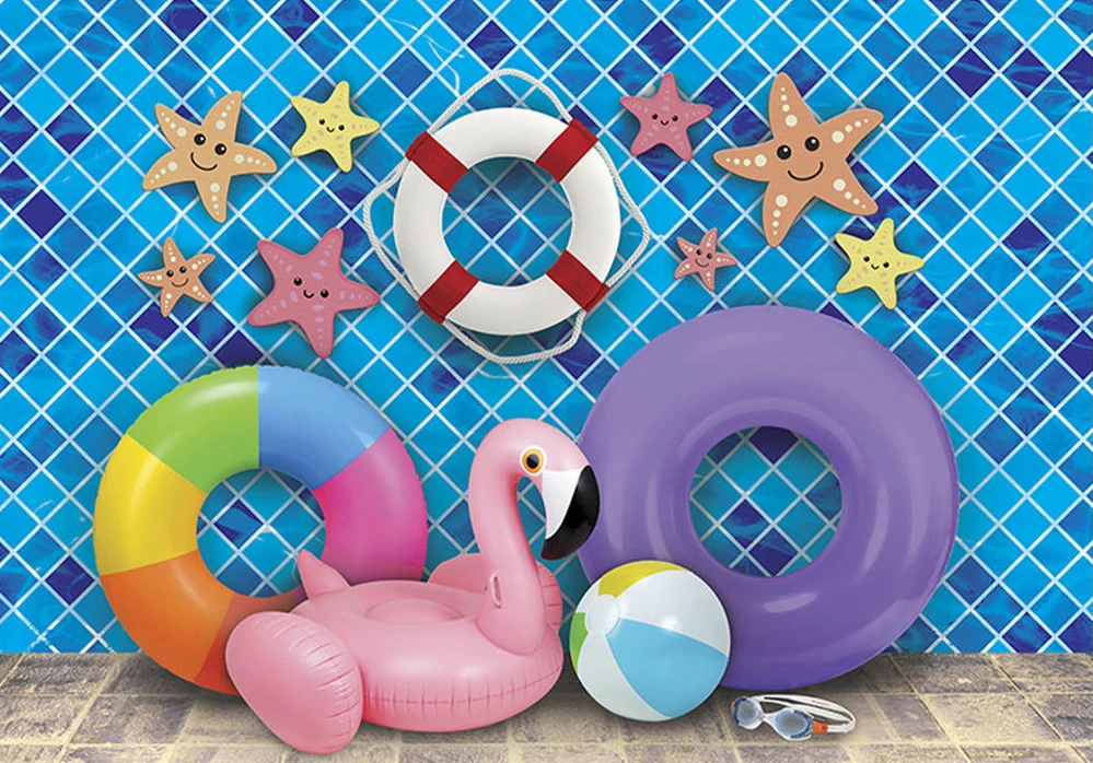 

Johnson Summer Star swimming pool swan backdrops High quality computer print newborn baby Photography Studio Backgrounds