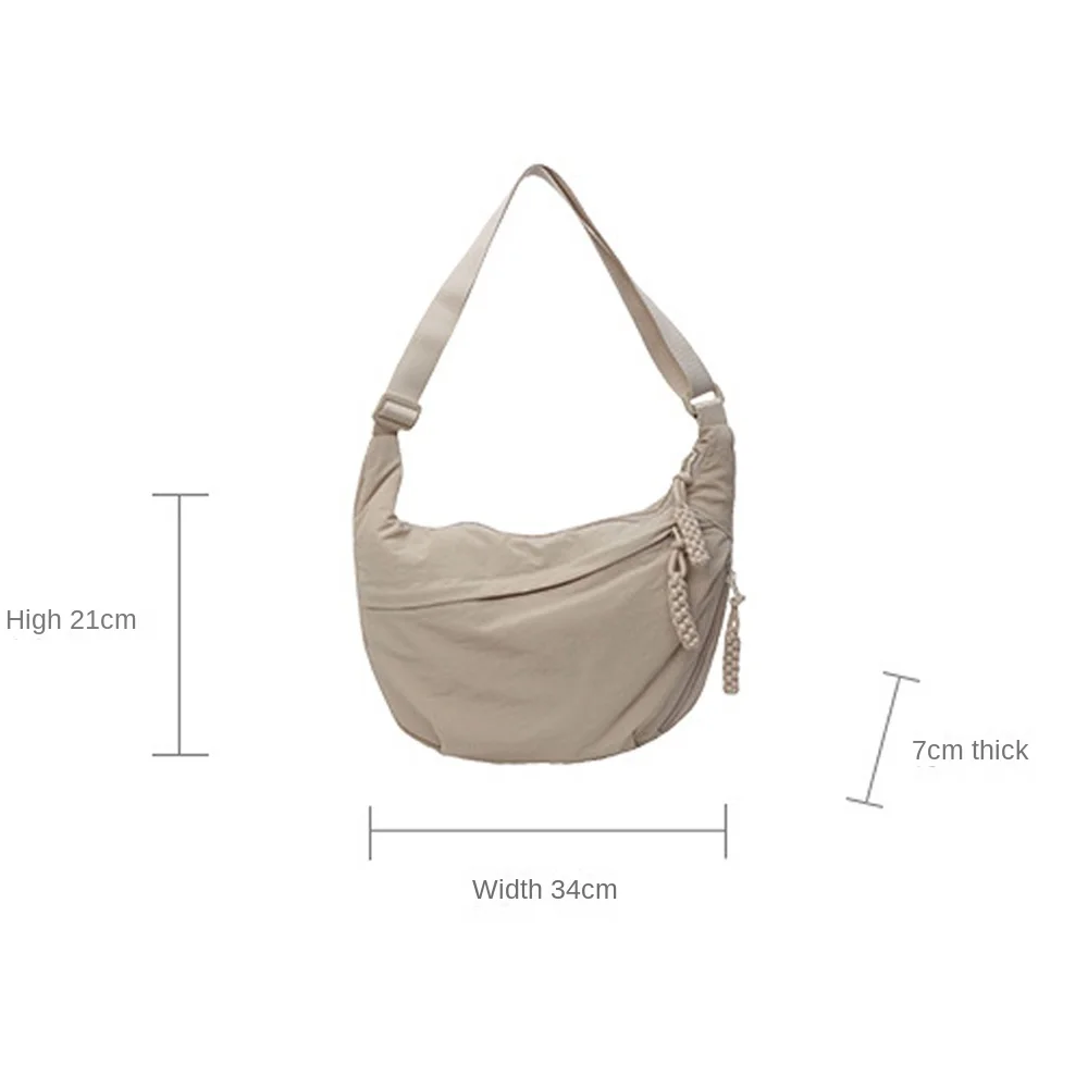 New Fashion Canvas Crossbody Bags Korean Simplified Shoulder Bag Large Capacity Sports Hobos Bag Solid Color Dumpling Bag