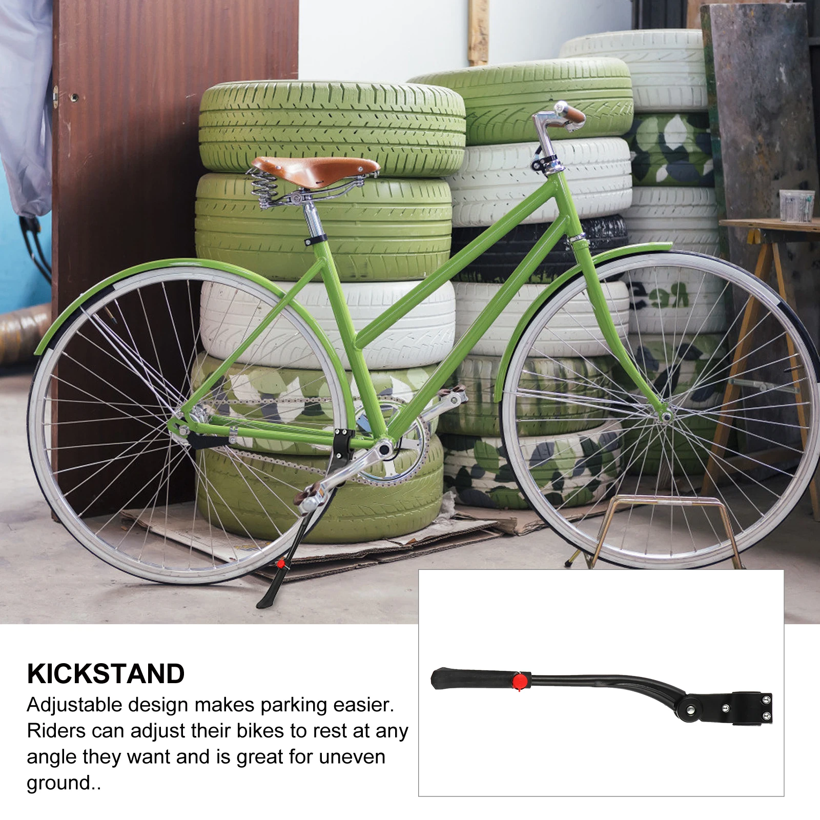 

Universal Adjustable Aluminum Alloy Folding Bike Leg Support Kickstand Reinforced Non-Slip Foot Stand For Lightweight Midweight