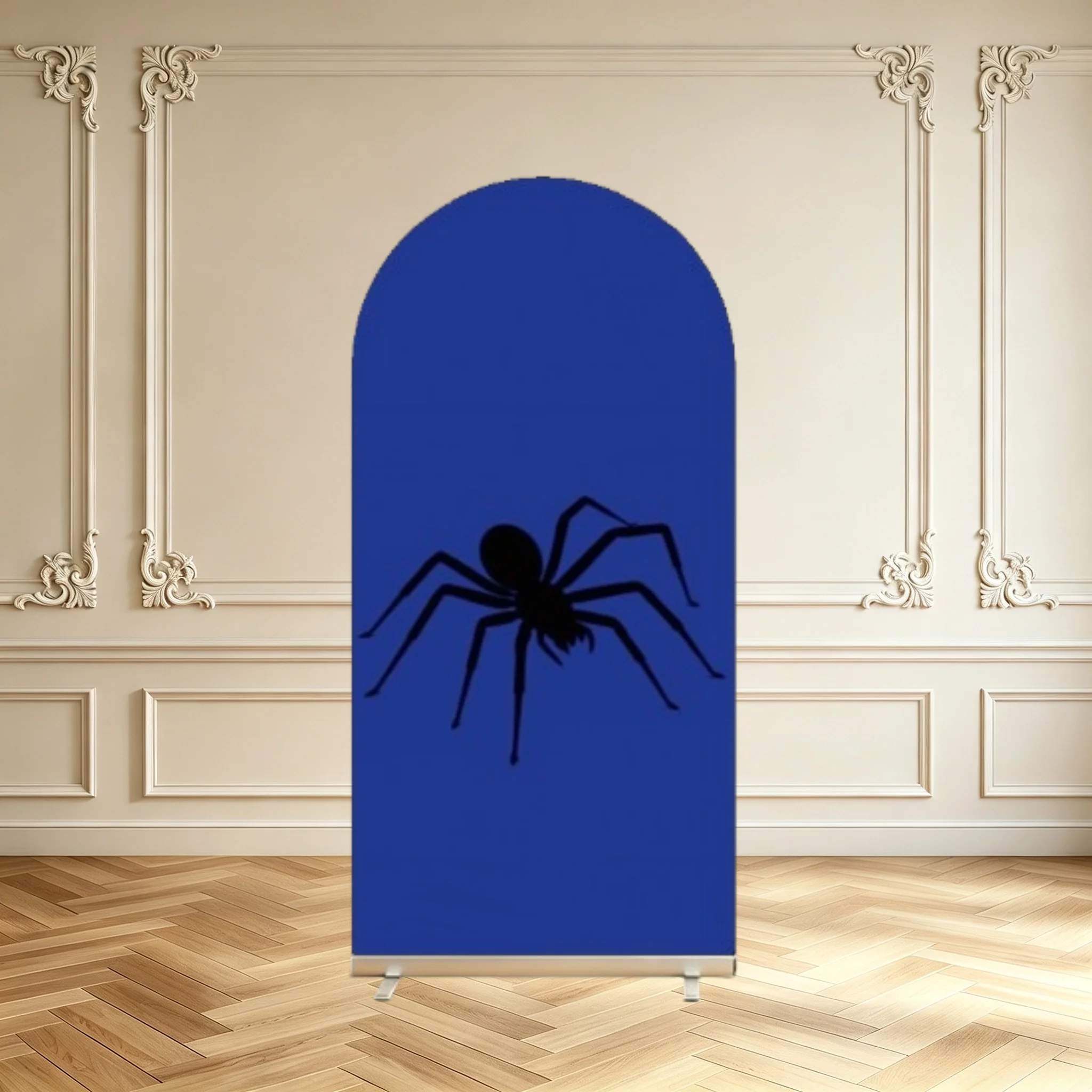 Spooky Halloween Arch Backdrop Cover Royal Blue Spider Web Boys Birthday Decoration Baby Shower Party Double Sided Arch Covers