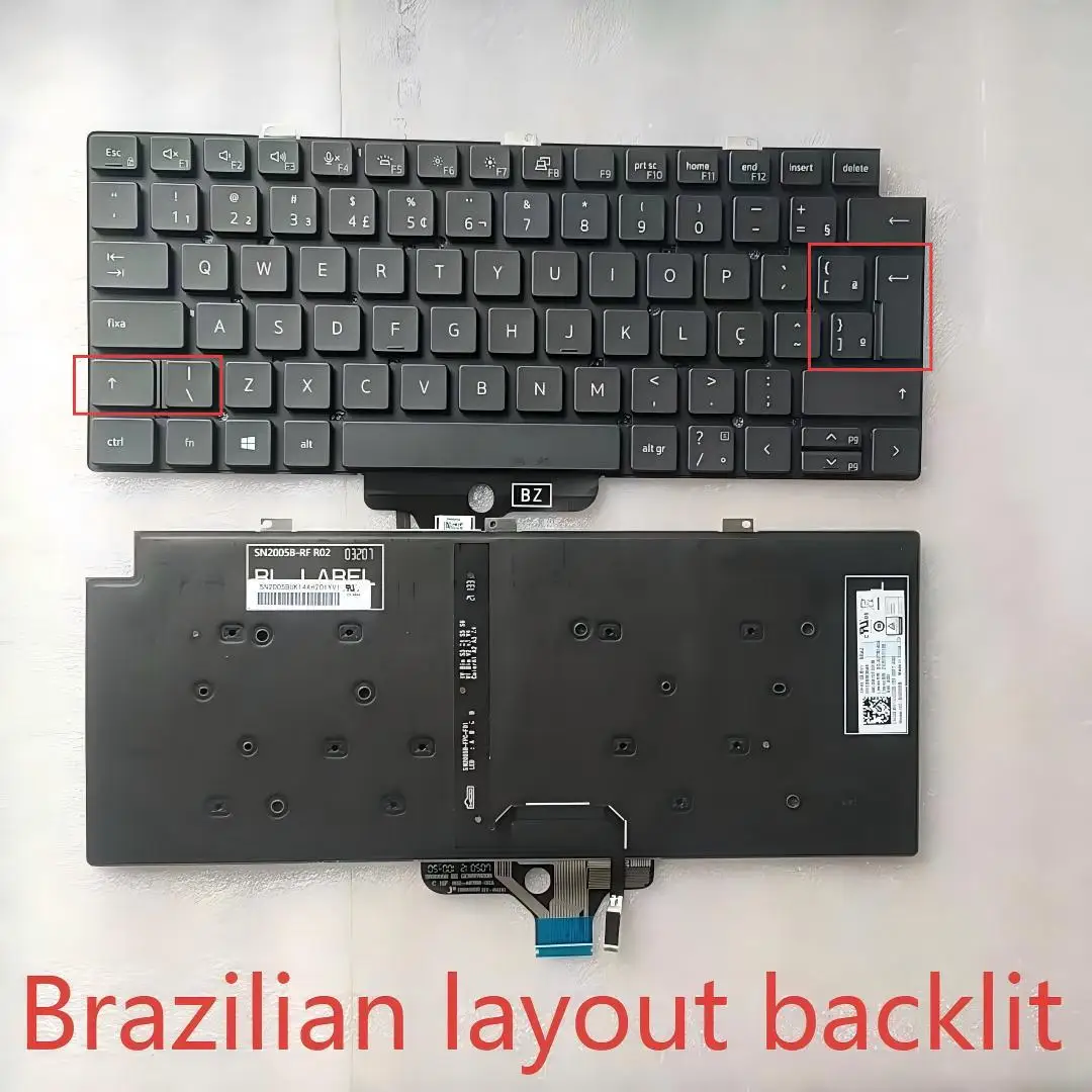 US/Brazilian backlit keyboard for Dell Latitude 5330 5320 7320 7330 With Backlit