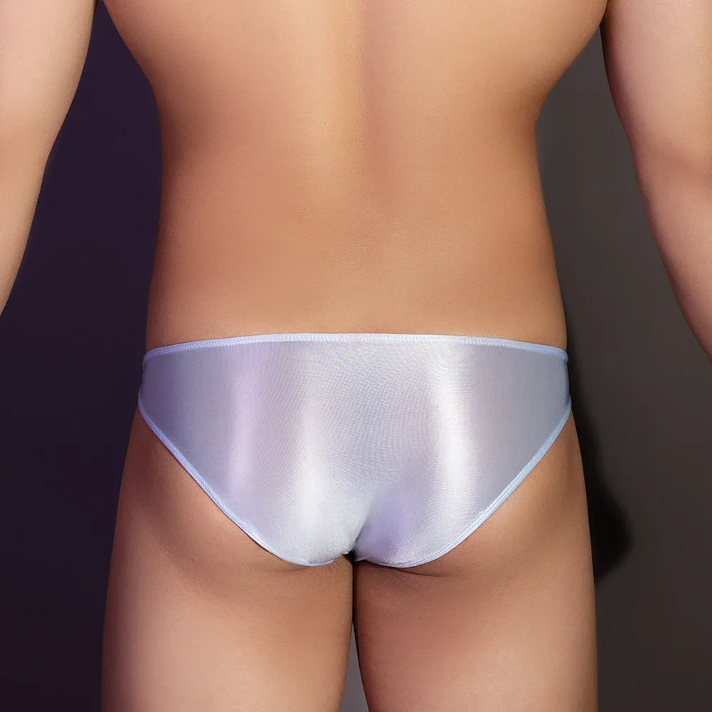 Calzoncillos brillantes al óleo para hombre, ropa interior transparente, bragas lisas caladas, lencería erótica, calzoncillos ultrafinos sin costuras