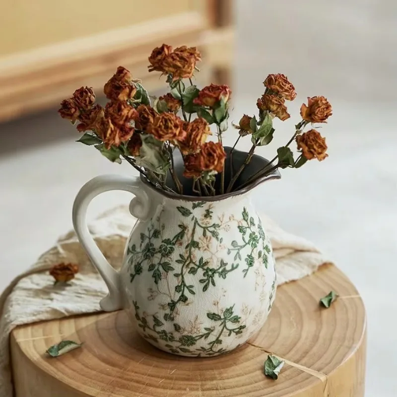 Maceta  leche agrietada de hielo Rural, florero  cerámica Pastoral Feng Shui, arreglo floral, decoración Retro creativa  m