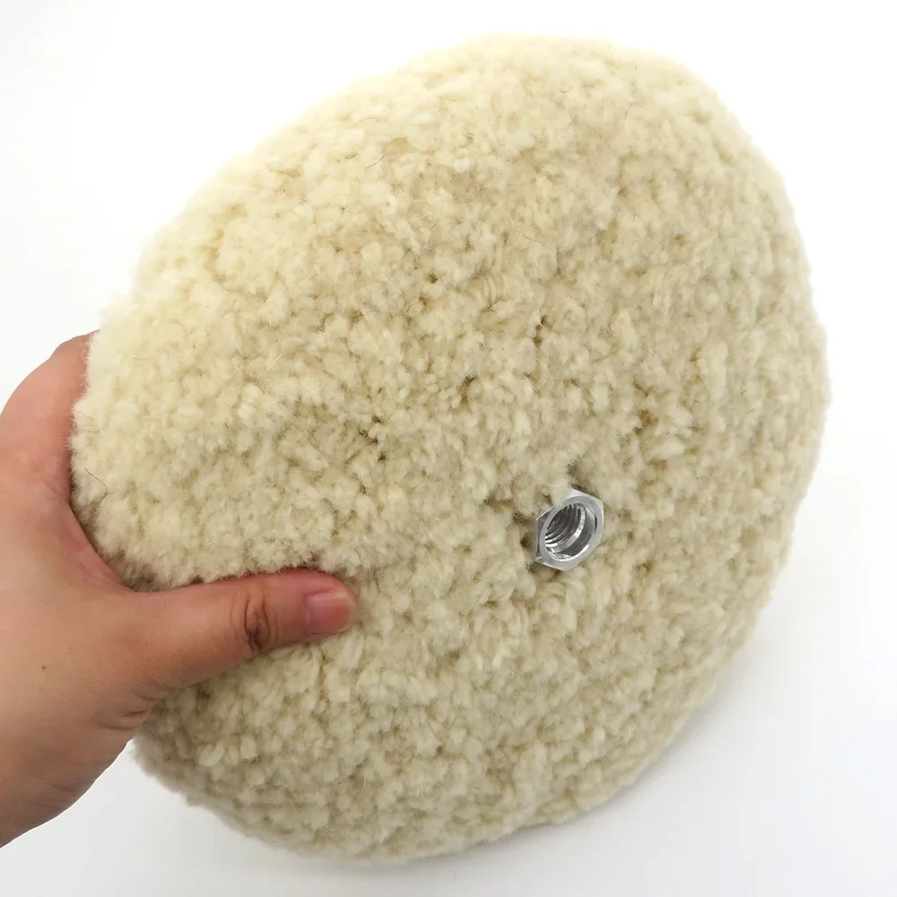 Tampon de polissage 100% laine de 7 pouces, Double face, crochet et boucle de 180mm pour la coupe et le polissage composé, outils de réparation automobile pour camions marins