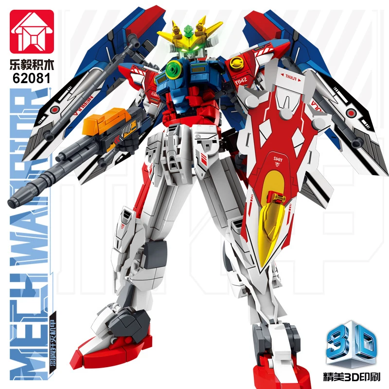 LEYI Mech Warrior Bricks, Futuristic Winged Mecha Assembly Kit with 3D Printing, Cool Collectible Ornament