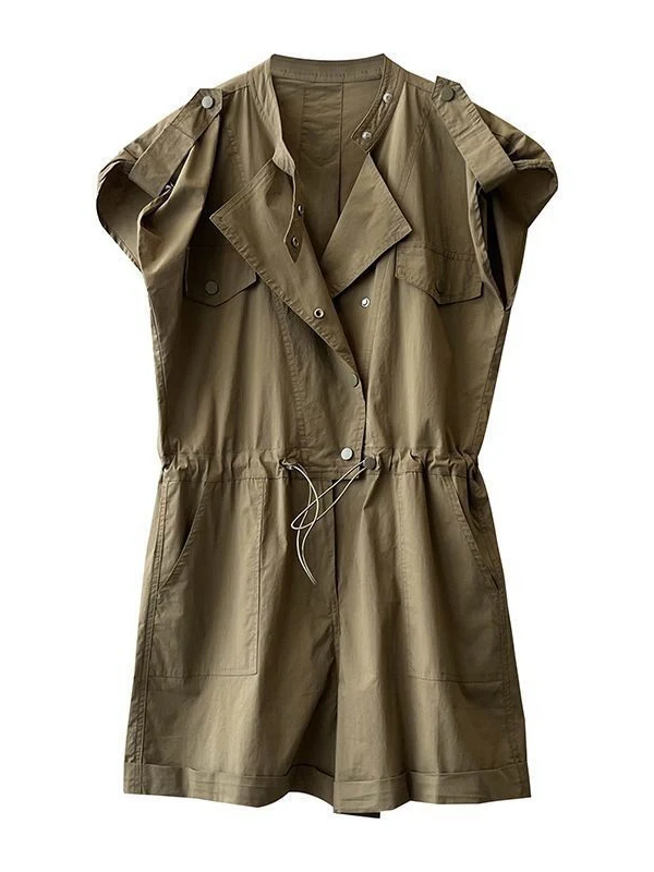 Verão fino perna larga macacão ort calças workwear faionable terno de uma peça cintura alta comute sle borla detalhe