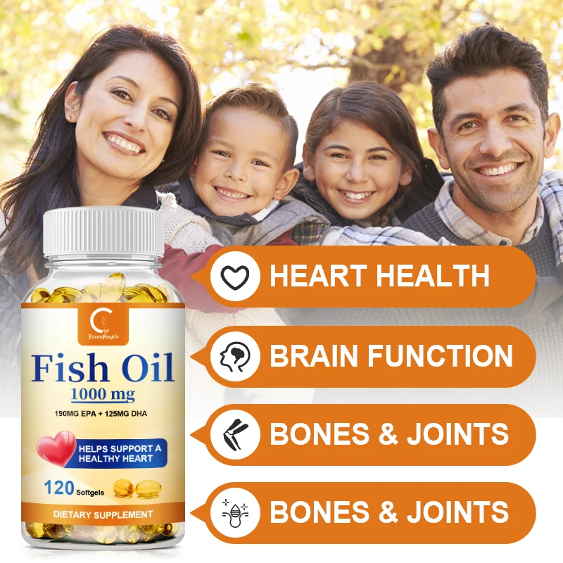 GPGP Omega 3 Fish Oil Capsules Rich In DHA and EPA Helps Improve Bad Mood,Brain & Heart Health