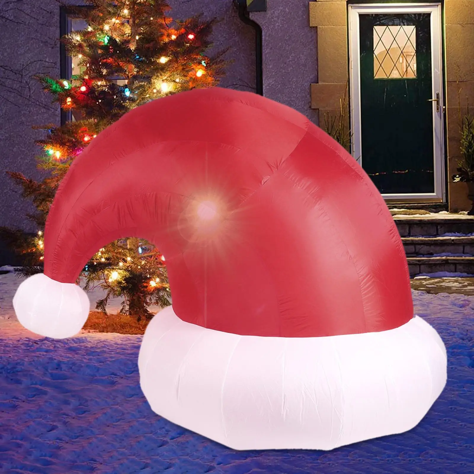 Christmas Hat Christmas Inflatable Blow up Outdoor Decoration Christmas Decor Ornament for Holiday Outdoor Lawn Party Malls
