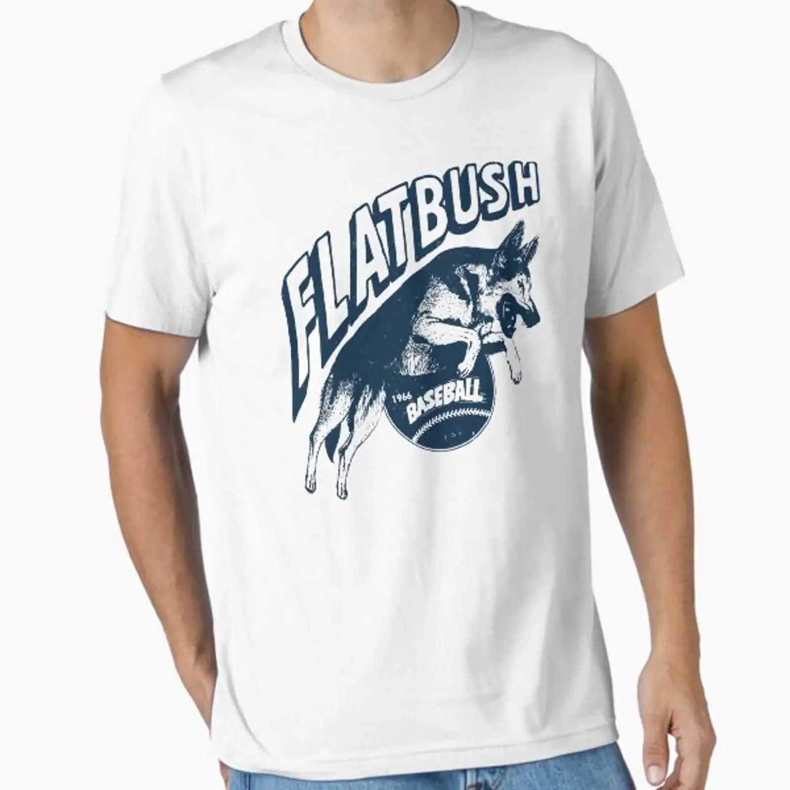 Vintage German Shepard Flatbush Baseball Mascot Team Essential T Shirt vintage Washed Top For Everyday Wear Versatile homme