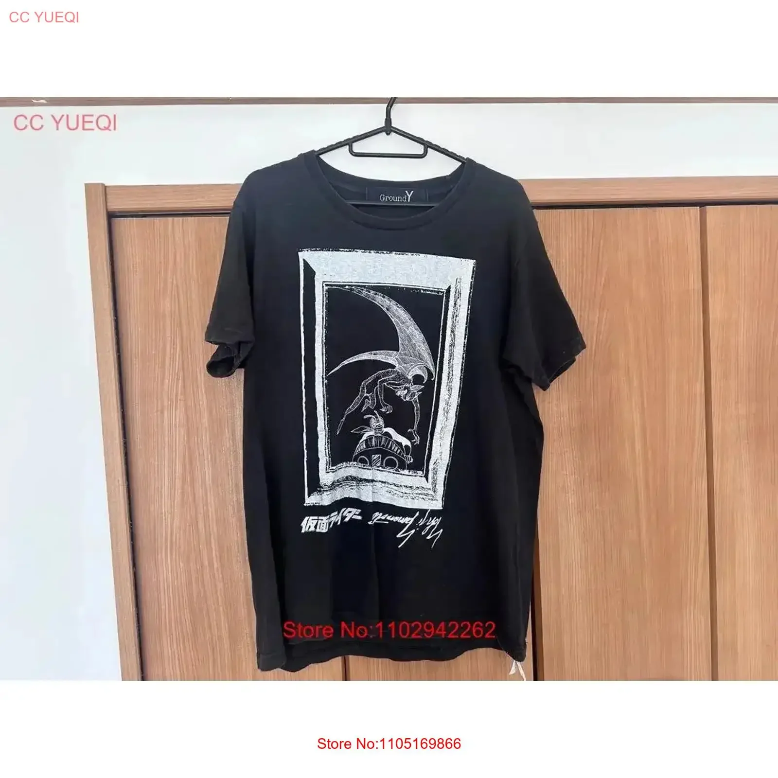 تي شيرت GroundY Yoji Yamamoto Kamen Rider Amazons مقاس 3 مستعمل أسود عتيق مغسول كاجوال مريح ملابس الشارع الشهير #1