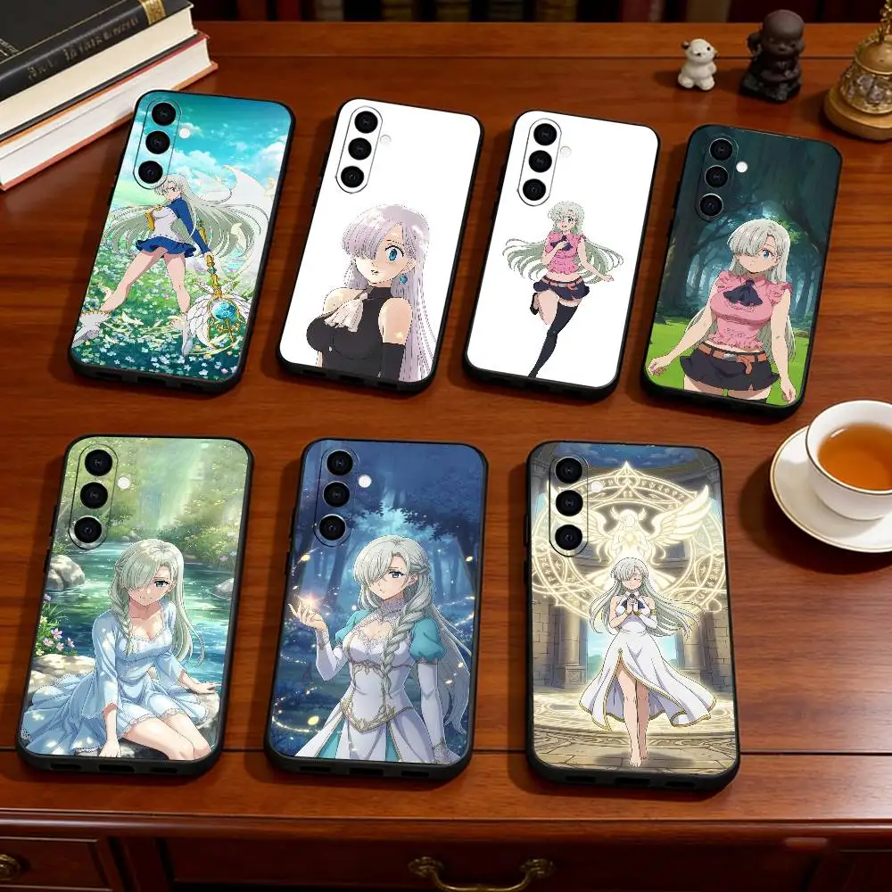 Anime S-Seven D-Deadly S-Sins Elizabeth Liones Phone Case Black Silicone Soft For Samsung Galaxy A73,A72,A71,A70,A53,A52,A51