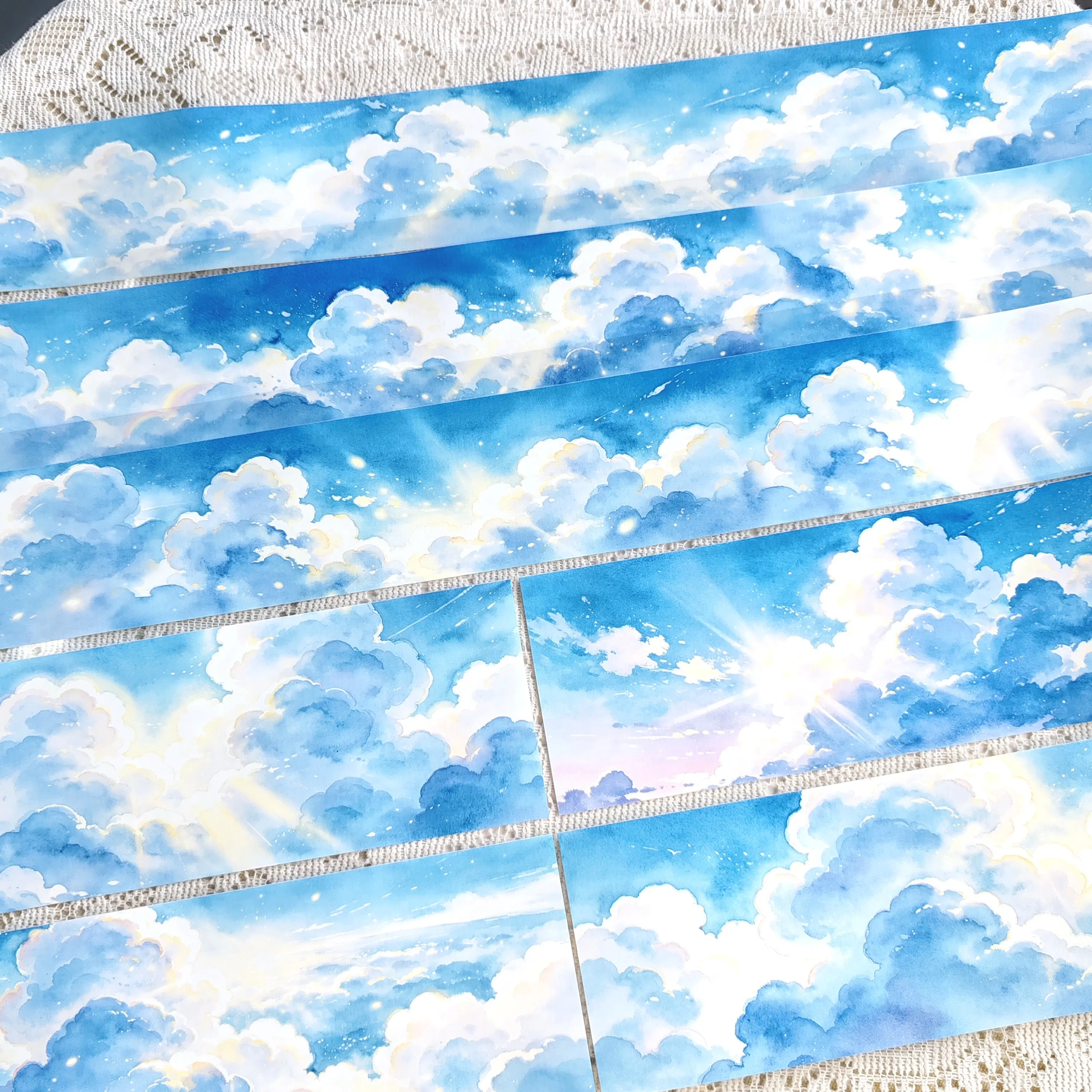 Magic Blue Fantasy Sky Landscape Washi Tape Journal Decoration DIY Collage Gucca Scrapbooking Planner Background Stickers