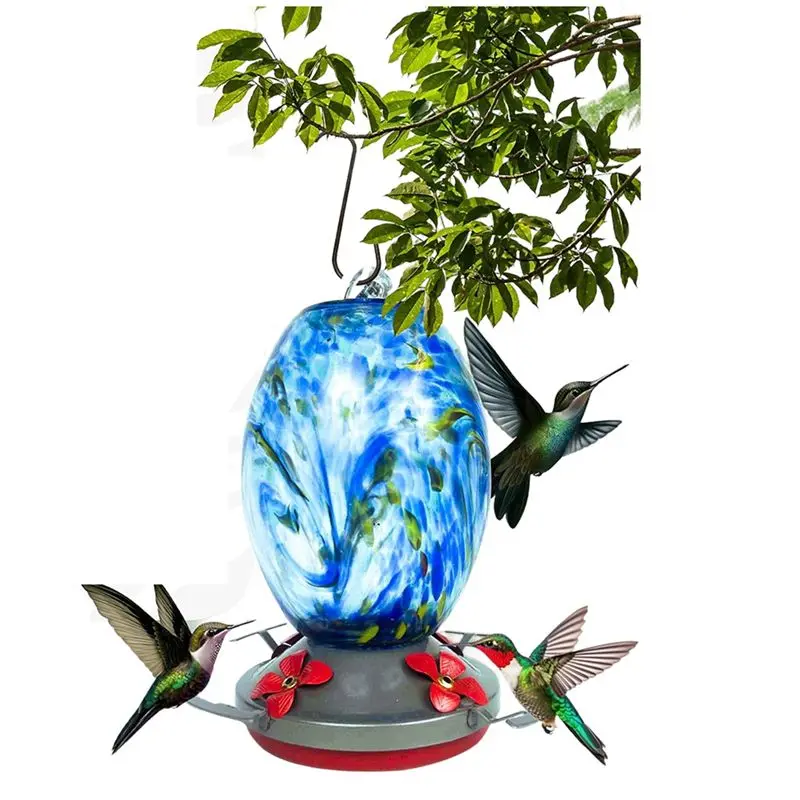 

A36T-Garden Bird Feeders For Outdoors Hanging, Bird Gifts For Women Blown Glass Bird Feeder Easy Install C