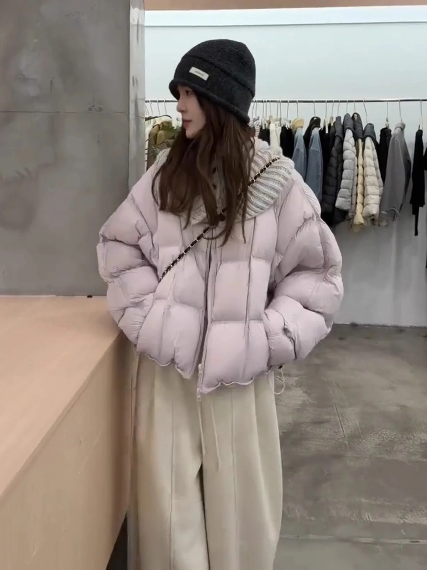 

Sweet Sle Warm Cotton Jaet Women's Winter Coat with Scarf Design Slimming Top Trendy Korean Version Thiened Long Sve