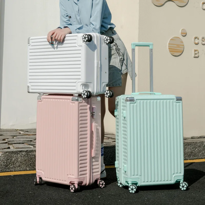 Internet Hot New Female Student Trolley Case Universal Wheel Luggage Aluminum Corner Luggage 24-Inch 26-Inch Suitcase with Combi