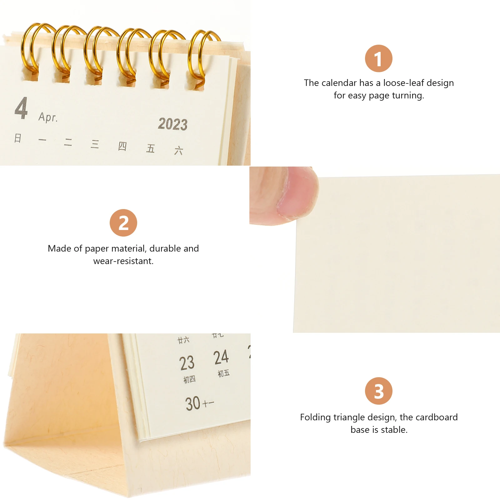 

2023 Mini Desk Calendar Portable Paper Standing Student Wall Bright Simple Color Design Classic Creative Home Accessory Office