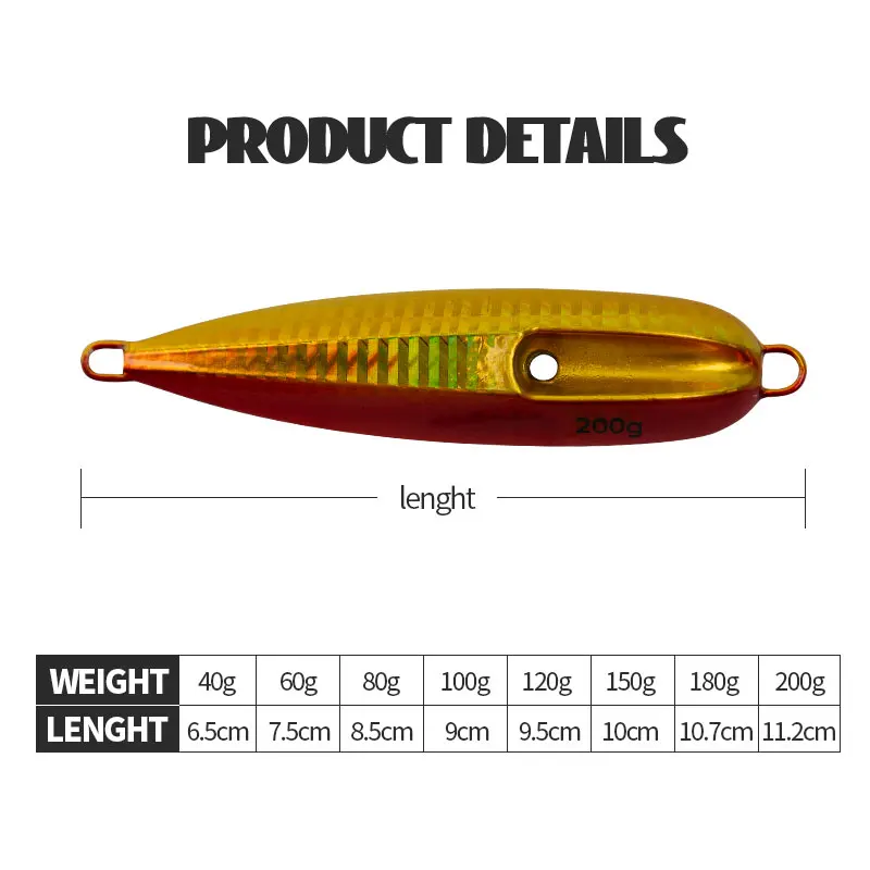 Inchiku Metal Jig Head Lure 80g 100g 120g 150g 180g 200g Luminous Squid Hook Soft  Sinking Saltwater Spinning Fishing MarlinLure