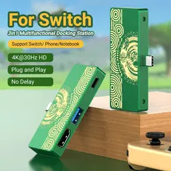 Nintendo Switch用ドッキングステーション,ドッキングステーション,片面,USB-Cハブ,pd付きマルチポートアダプター,100w,蒸気用充電器