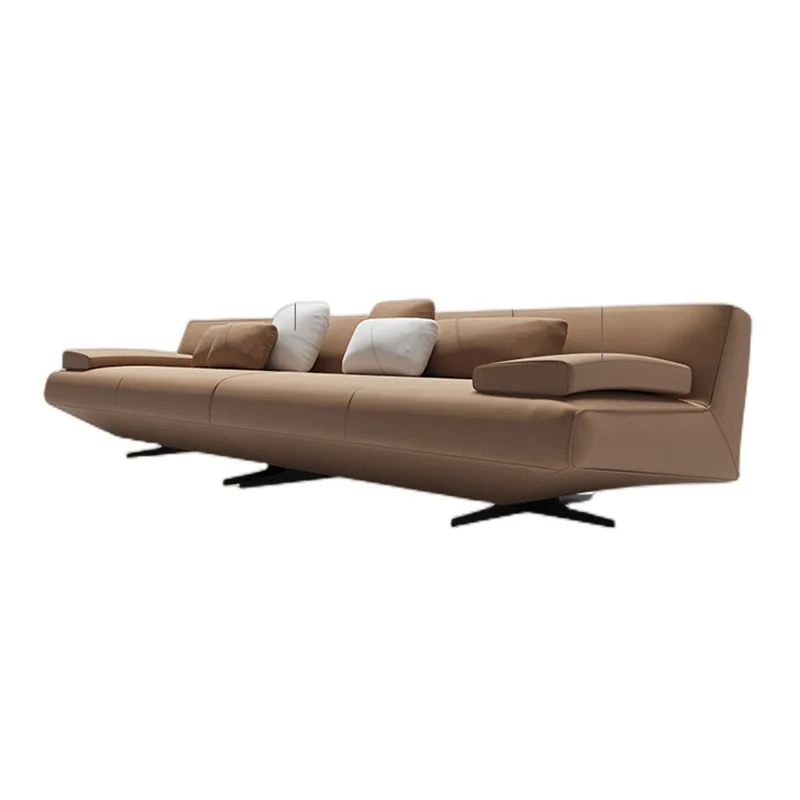 SGF Italian minimalist Nordic leather sofa modern minimalist light luxury straight row