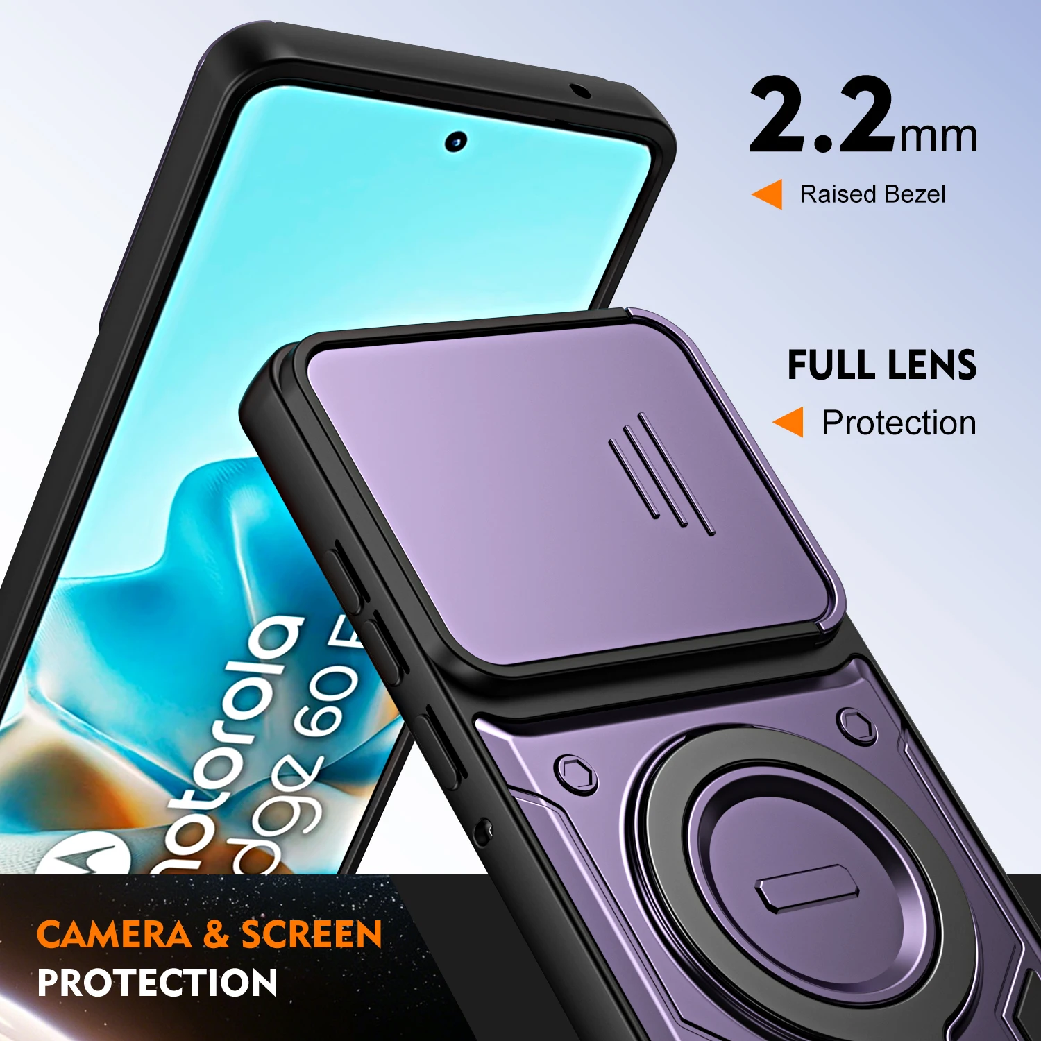 Stoßfeste magnetische Ringständerhülle für Motorola Edge 70 60 50 Fusion Pro G86 G56 G06 G85 G15 G05 mit drehbarer Schiebe-Kameralinsenabdeckung. – Detail 6