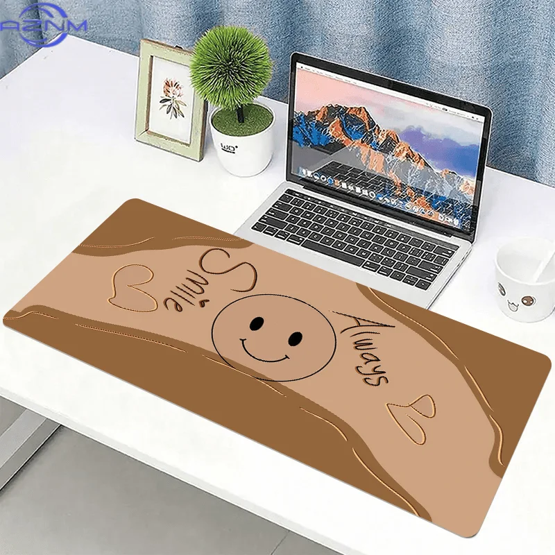 1pc Extended Desk Mat Compatible for Office & Home - Non-Slip Keyboard & Mouse Pad with Smiling Face Design, Soft Surface, HD Pr