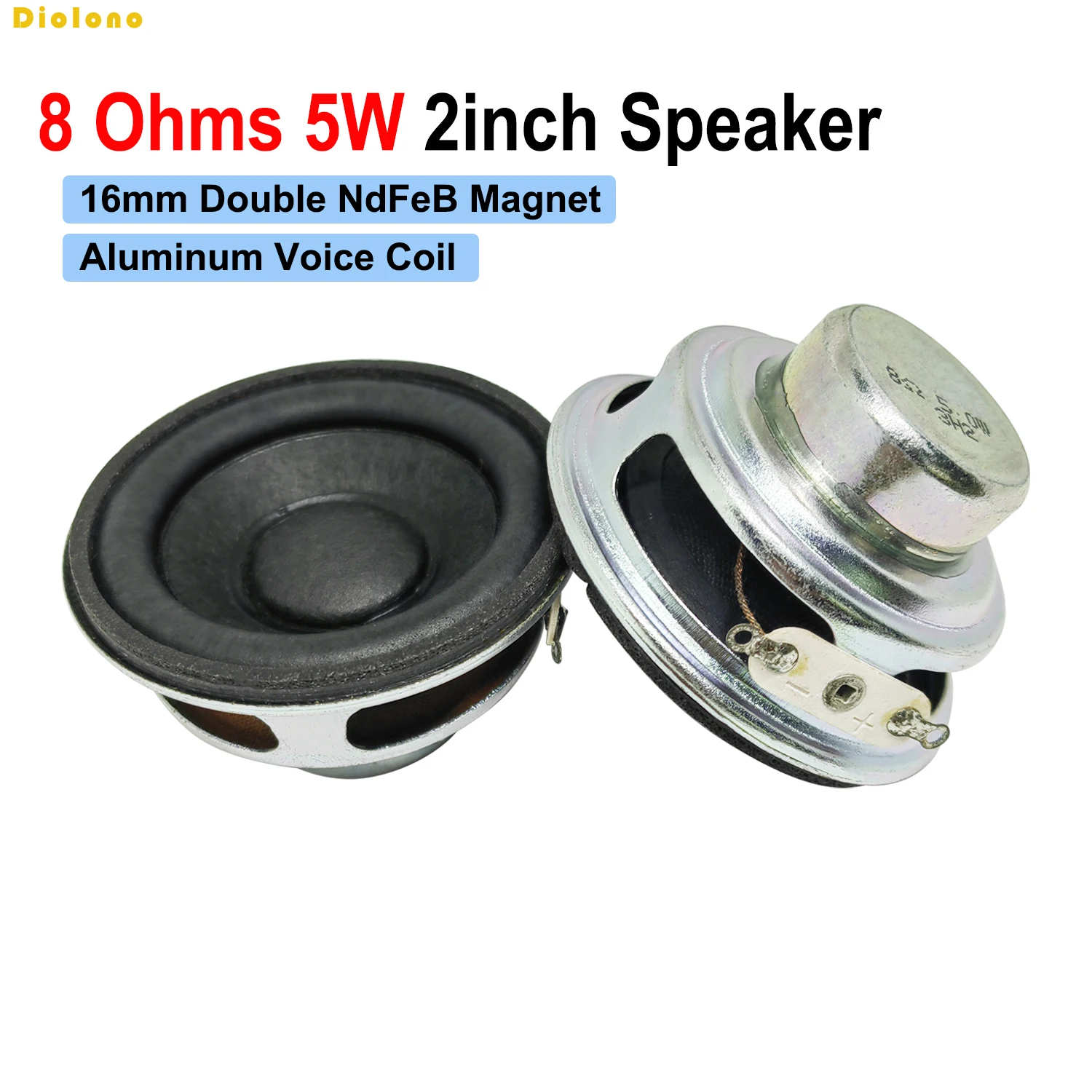 2pcs 8 Ohms 5W Loudspeaker 52mm 2Inch 25MM Internal Dual Magnetic Good bass For Bluetooth audio amplifier Wooden box Speaker