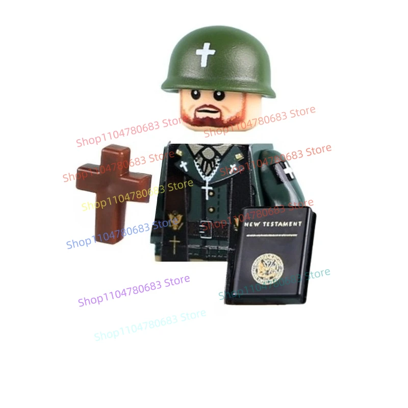 MOC New Military Building Block Doll Mini Doll World War II Priest Soldier Toy Gift Ornaments Collection