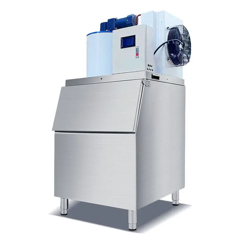 Commercial Flake Ice Machine, Automatic Ice Maker 100‑300kg Large Output, Thin‑Slice Ice Machine for Seafood Buffet