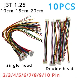 10PCS Mini Micro JST 1.25 2/3/4/5/6/7/8/9/10 Pin Female Plug Connector with Wire 1.25MM 10cm 15cm 20cm Single/double Head Tinned