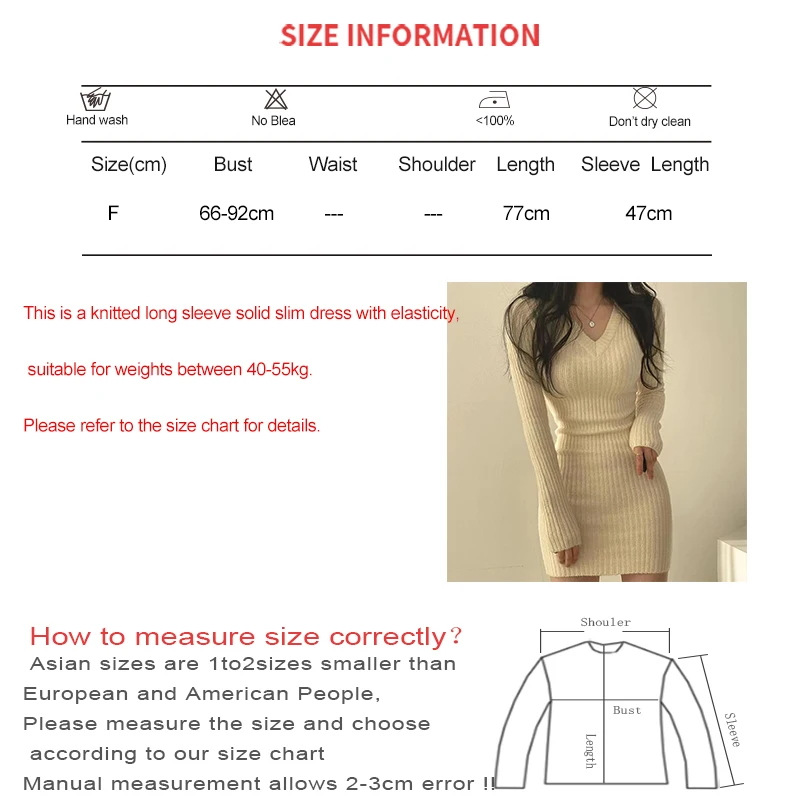 Dzianinowa sukienka damska Slim Sexy Bodycon Dress V-Neck Long Sleeve Dress Solid Casual Midi Sweater Dress For Women 2024 Autumn Winter