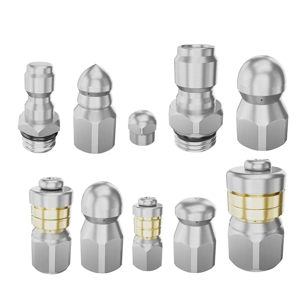 

10Pcs Jetter Heads Kit 1/4inch, 3/8inch Rotating Button Drain Cleaning Nozzle Tips For Pressure Washer Various Nozzle Options