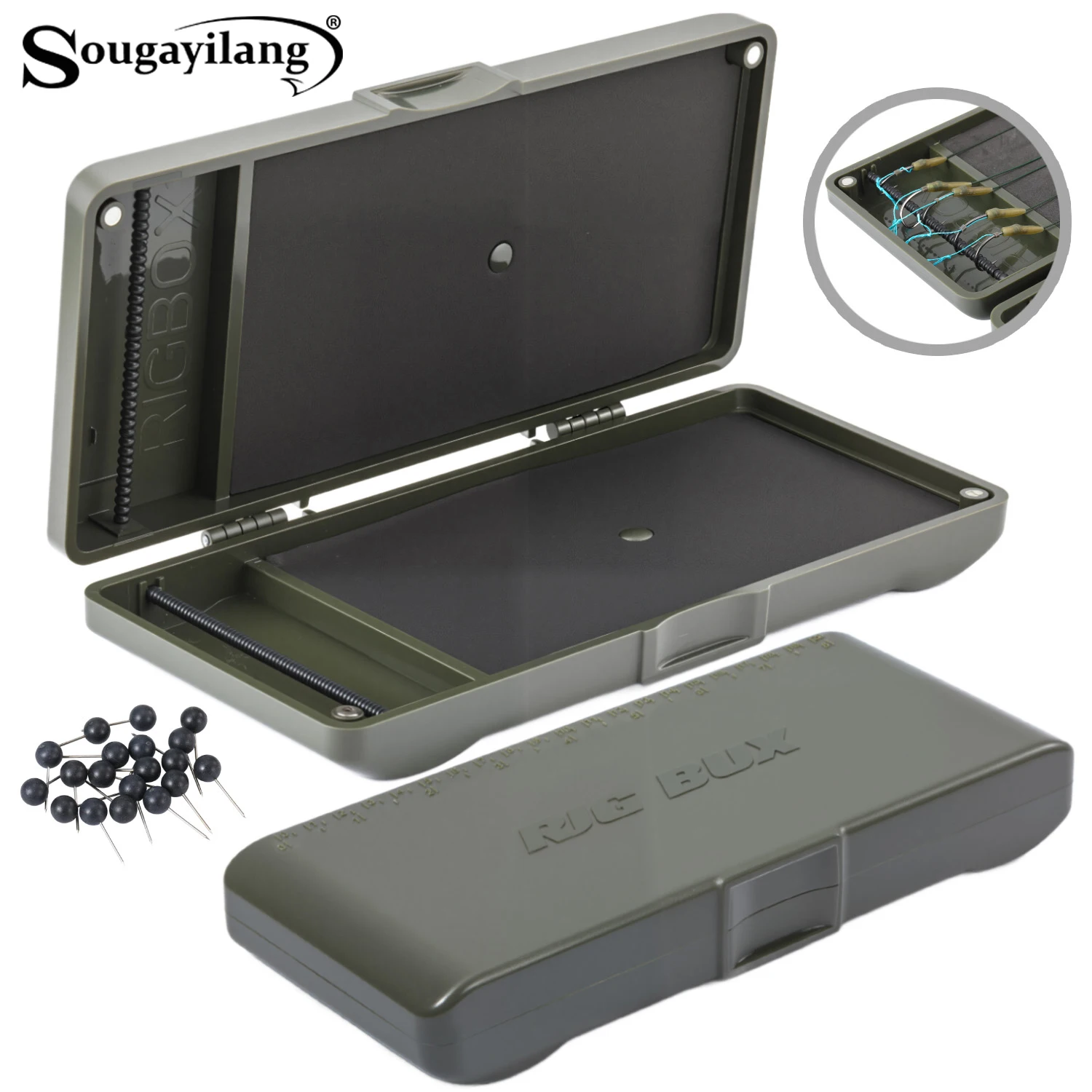 

Двусторонний ящик для хранения Sougayilang, прочный магнитный фиксированный крючок, набор пенопласта высокой плотности, незаменимый для ловли карпа большой емкости