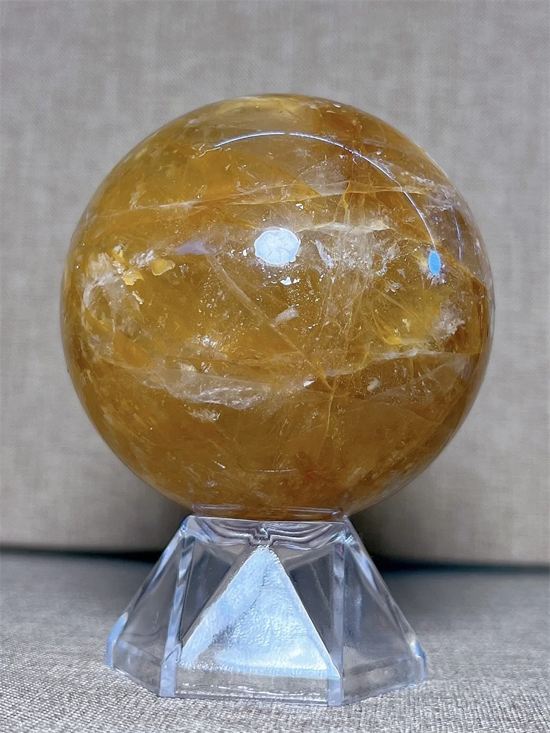 

Natura Crystal Golden Healer SPhere With Rain Bow Free Form Carving Reiki Healing Stone Home Decoration Exquisite Gift